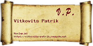 Vitkovits Patrik névjegykártya